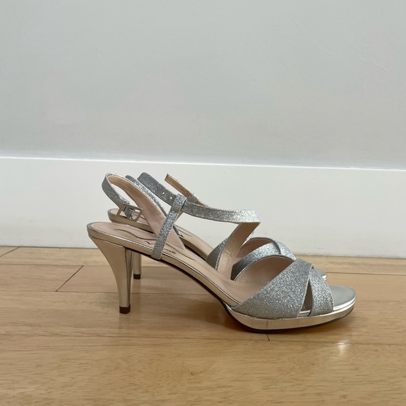 Nina Silver Sparkle Low Heel Evening Shoes - Picture 5 of 11